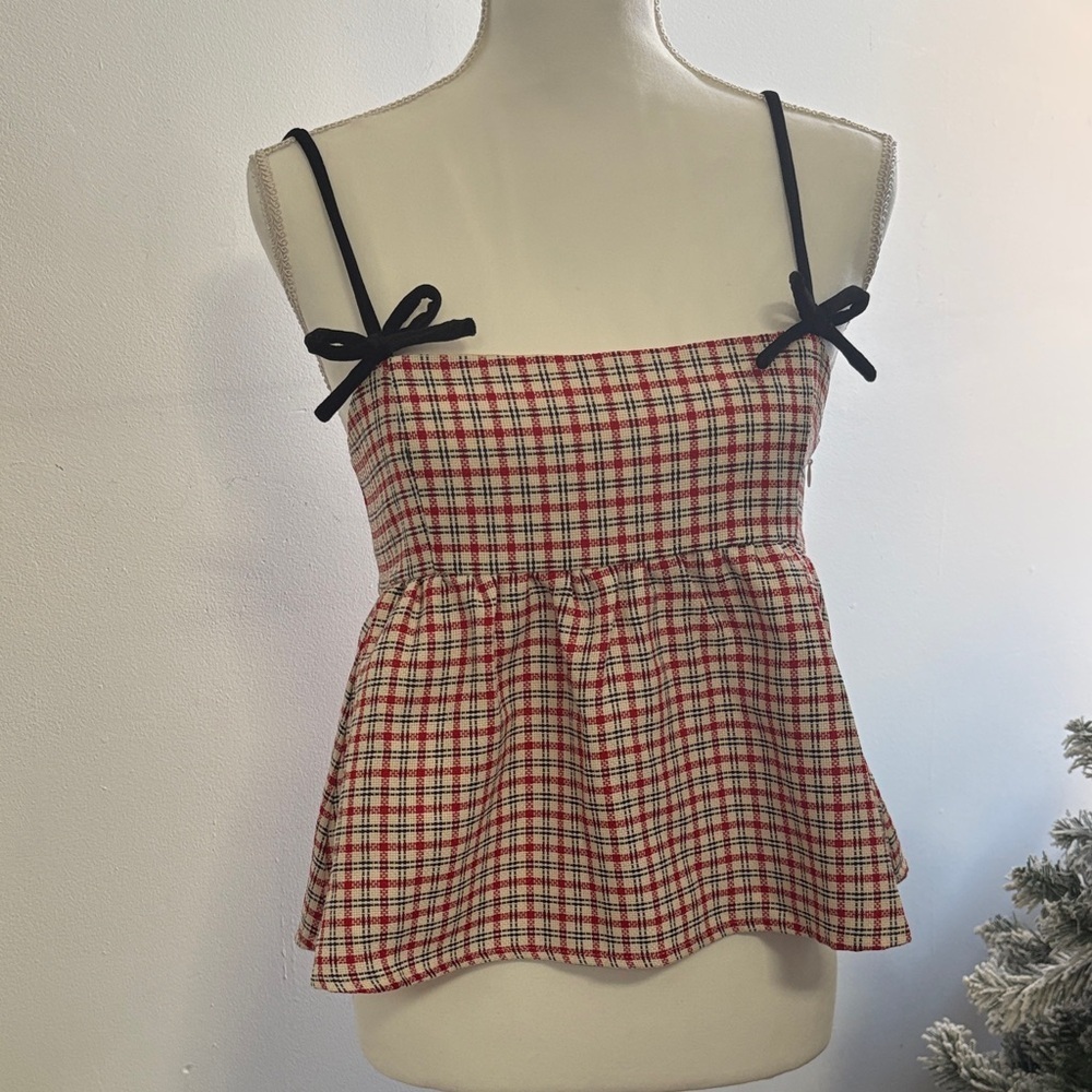 Chic Plaid Spaghetti Strap Top